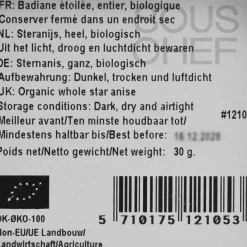 Mill & Mortar Organic Star Anise, 30g Clearance