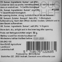 Mill & Mortar Organic Sumac, 50g Discount