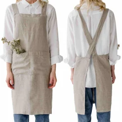 Linen Tales Natural Crossback Linen Apron Outlet