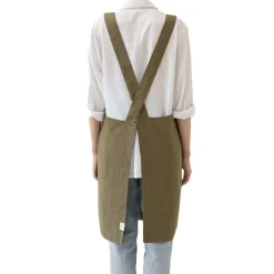 Linen Tales Olive Crossback Linen Apron Discount