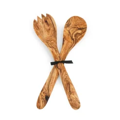 Naturally Med Olive Wood Salad Server Set, 30cm Best