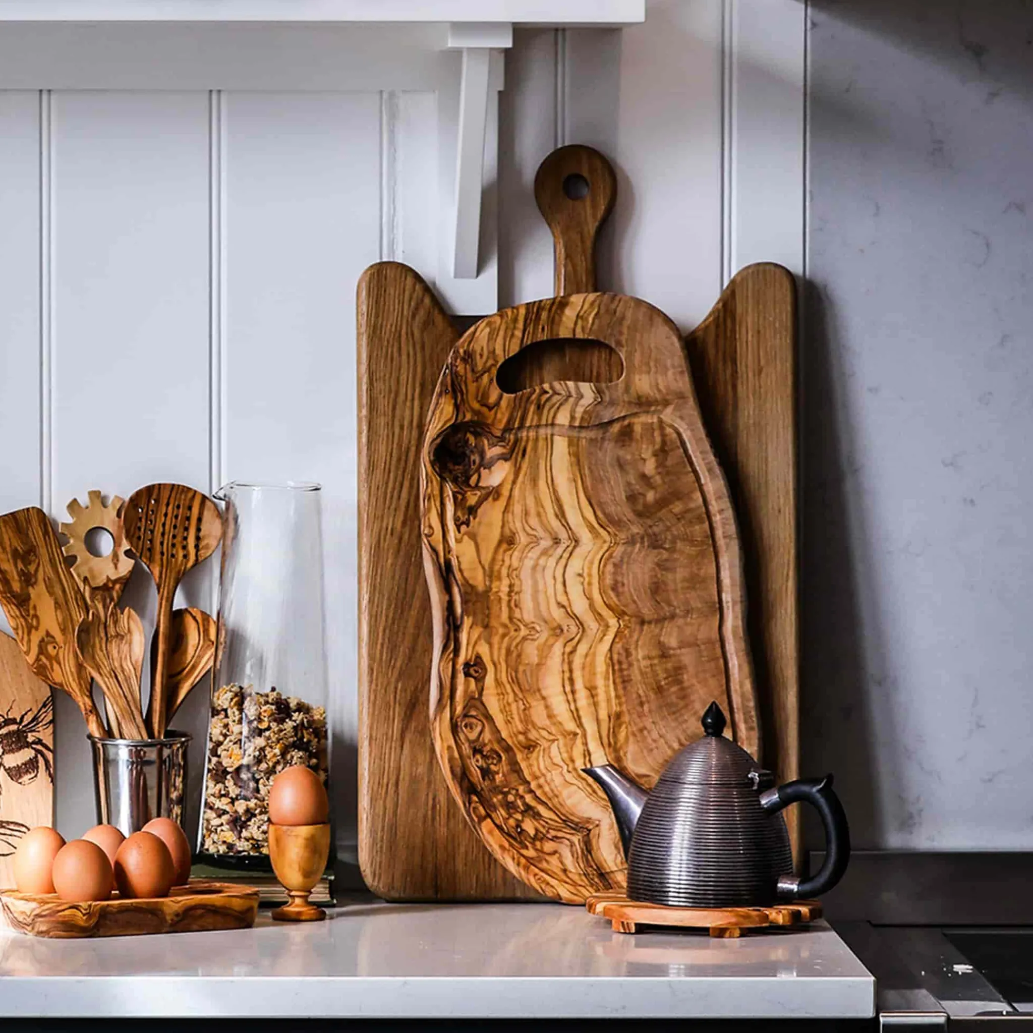 Naturally Med Olive Wood Short Spatula, 30cm