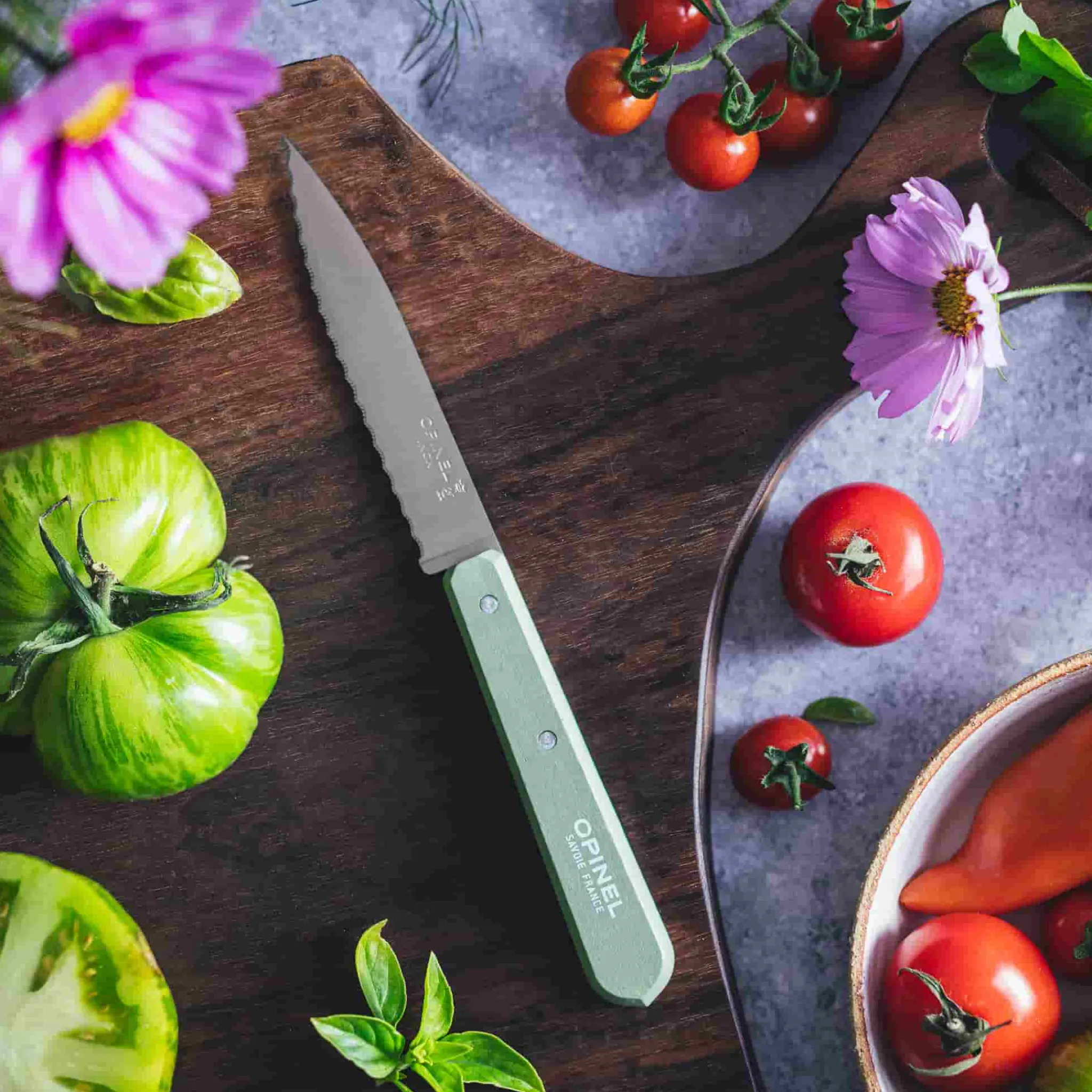 Opinel No 113 Sage Beechwood Handle Serrated Paring Knife, 10cm Discount
