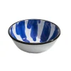 Kapka Enamel Paintstroke Enamel Salad Bowl, Blue & White, 26cm Hot