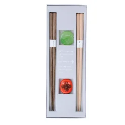 Kawai Co. Ltd Persimmon & Plum Wood Chopstick Gift Set with Rests, 18cm Hot