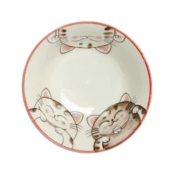 Kiji Stoneware & Ceramics Pink Lucky Cat Japanese Noodle Bowl, 15cm Discount