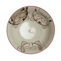 Kiji Stoneware & Ceramics Pink Lucky Cat Japanese Ramen Bowl, 21cm Best
