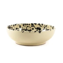 Puglia Handmade Puglia Black Splatter Bowl, 19cm New