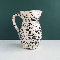 Puglia Handmade Puglia Black Splatter Ceramic Pitcher