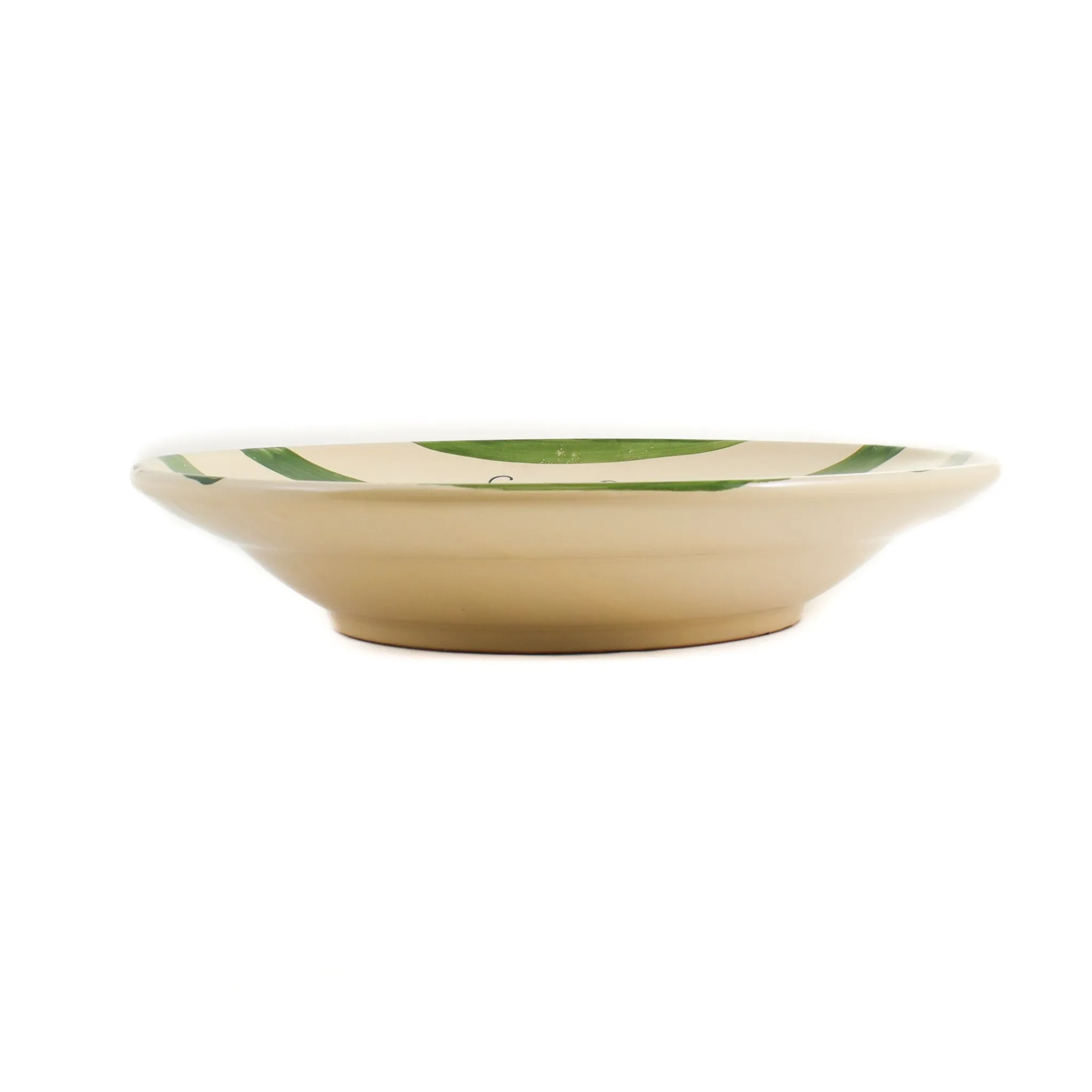Puglia Handmade Puglia "Cacio E Pepe" Green Stripe Pasta Bowl, 29cm Outlet