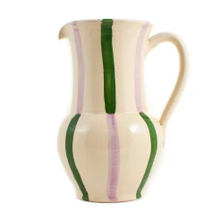 Puglia Handmade Puglia Green and Lilac Stripe Pitcher Sale