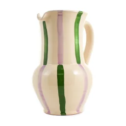 Puglia Handmade Puglia Green and Lilac Stripe Pitcher Sale