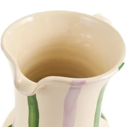 Puglia Handmade Puglia Green and Lilac Stripe Pitcher Sale