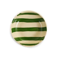 Puglia Handmade Puglia Green Stripe Bowl, 19cm Outlet