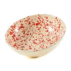 Puglia Handmade Puglia Red Splatter Large Salad Bowl, 28cm Outlet