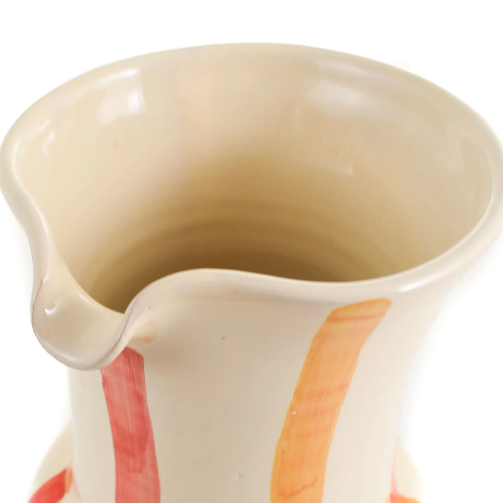 Puglia Handmade Puglia Yellow and Red Stripe Pitcher Sale