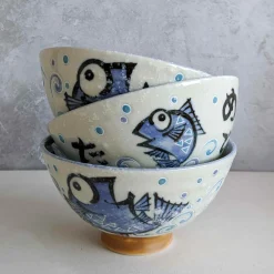 Kiji Stoneware & Ceramics Rice Bowl With Blue Fish, 12cm Outlet