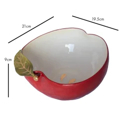 Rockett St George Apple Bowl with Gold Detail, 19.5x21cm