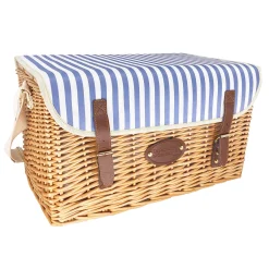 Les Jardin de la Comtesse Saint-Malo Blue Striped Picnic Basket with Table, 4 Person Outlet