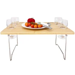 Les Jardin de la Comtesse Saint-Malo Blue Striped Picnic Basket with Table, 4 Person Outlet