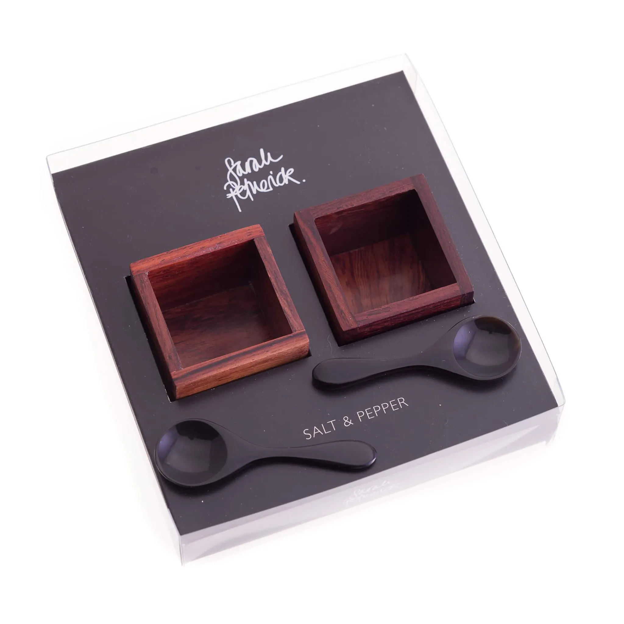 Sarah Petherick Rosewood Salt & Pepper Pots with Black Horn Spoons Outlet