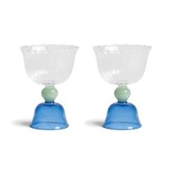 &Klevering Set of 2 Blue Tulip Coupe Glasses Best