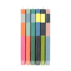 British Colour Standard Set of 6 Colourblock Dinner Candles -Multicolour abstract Best