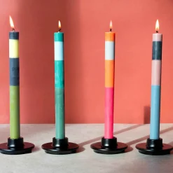 British Colour Standard Set of 6 Colourblock Dinner Candles -Multicolour abstract Best