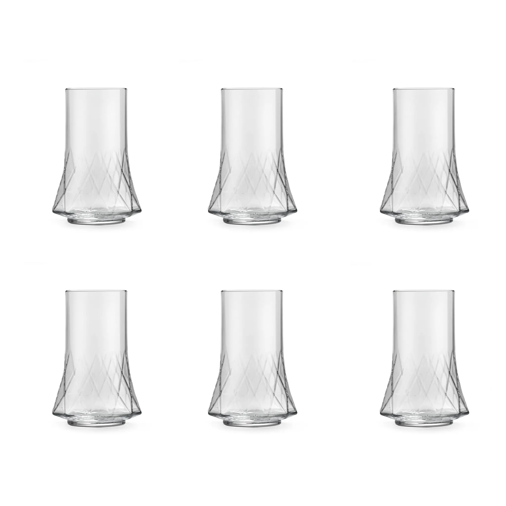 Portugese Tableware Set of 6 Geometric Glasses, 410ml Discount