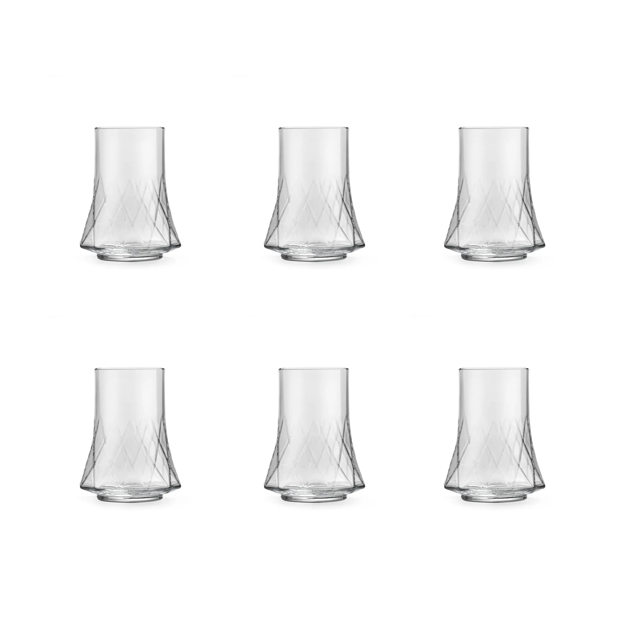 Portugese Tableware Set of 6 Geometric Highball Glasses, 350ml New