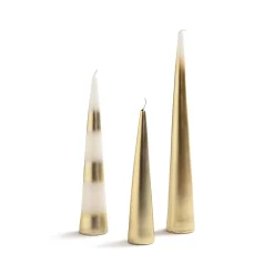 &Klevering Set of 3 Gold Conical Candles New