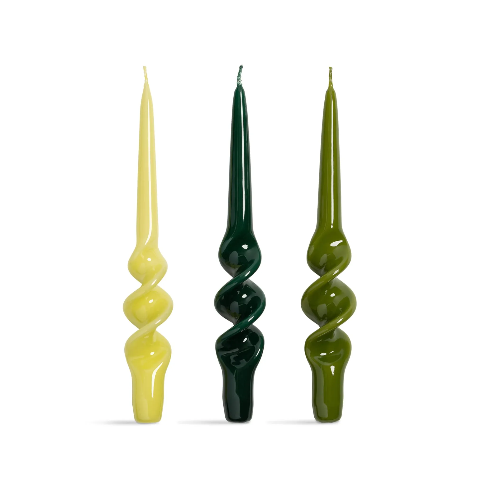 &Klevering Set of 3 Green Spiral Candles Sale