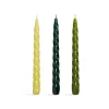 &Klevering Set of 3 Green Twisted Candles Best