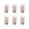 Bright Glassware Set of 6 Pink Hobstar Highball Glasses, 350ml Best