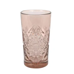 Bright Glassware Set of 6 Pink Hobstar Highball Glasses, 350ml Best