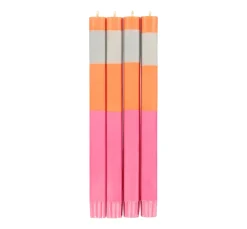 British Colour Standard Set of 4 Pink Orange Colourblock Candles Online