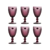 Bright Glassware Set of 6 Purple Diamond Wine Glasses, 350ml