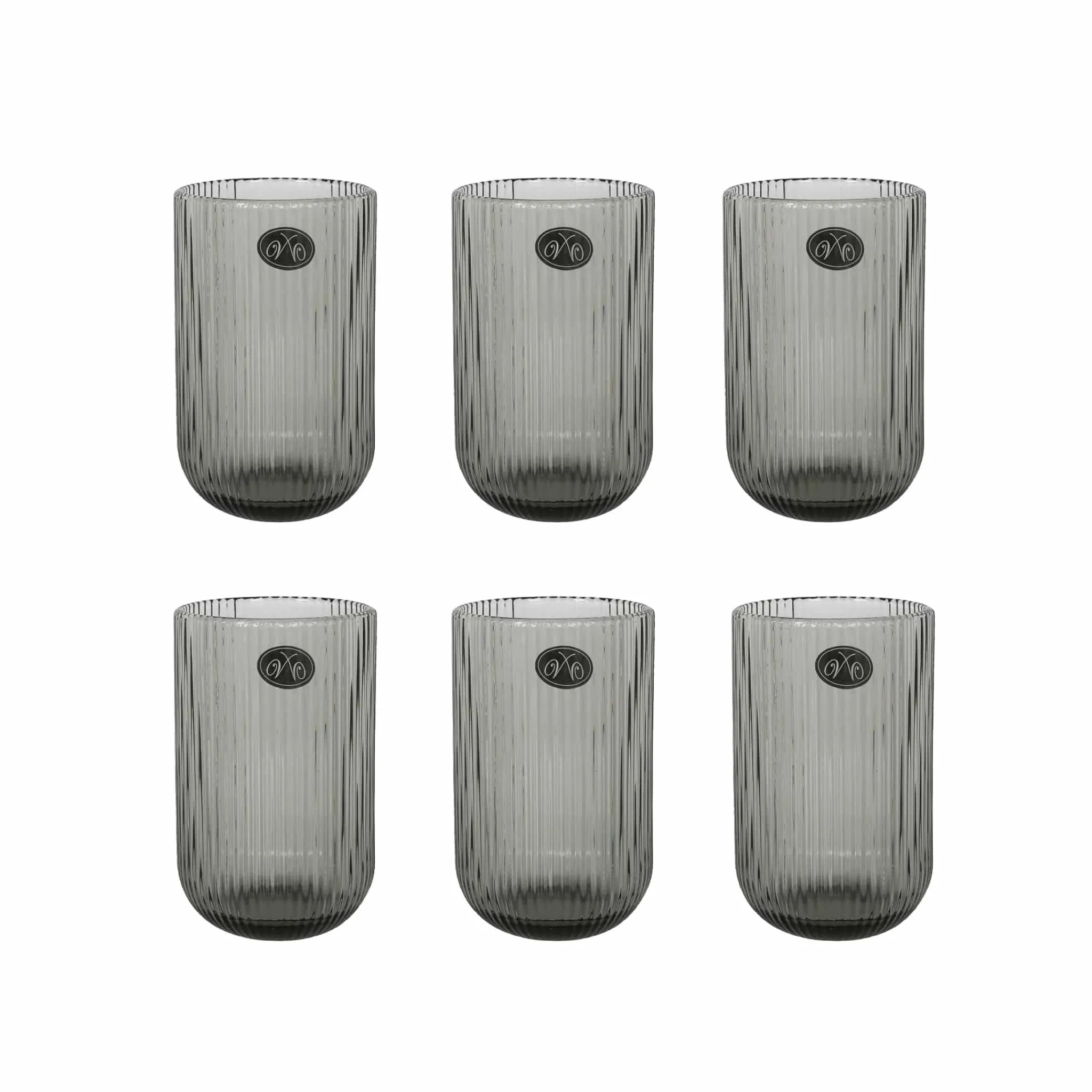 Bright Glassware Set of 6 Ribbed Green Highball Glasses, 430ml Hot