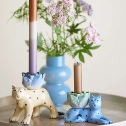 Bloomingville Set of 2 Rory Blue Stoneware Candle Holder