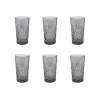 Bright Glassware Set of 6 Smoke Hobstar Highball Glasses, 350ml Clearance