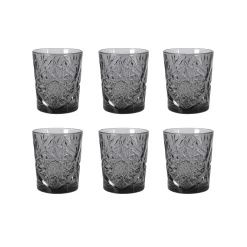 Bright Glassware Set of 6 Smoke Hobstar Tumbler, 350ml Outlet