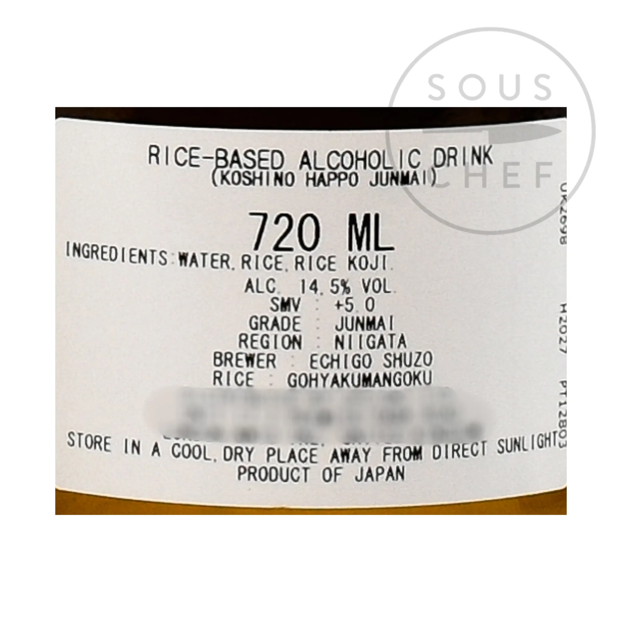 Echigo Koshi Short Dated No Happou Junmai, 720ml Best