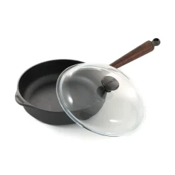 Skeppshult Traditional Cast Iron Deep Saute Pan with Lid, 25cm Outlet