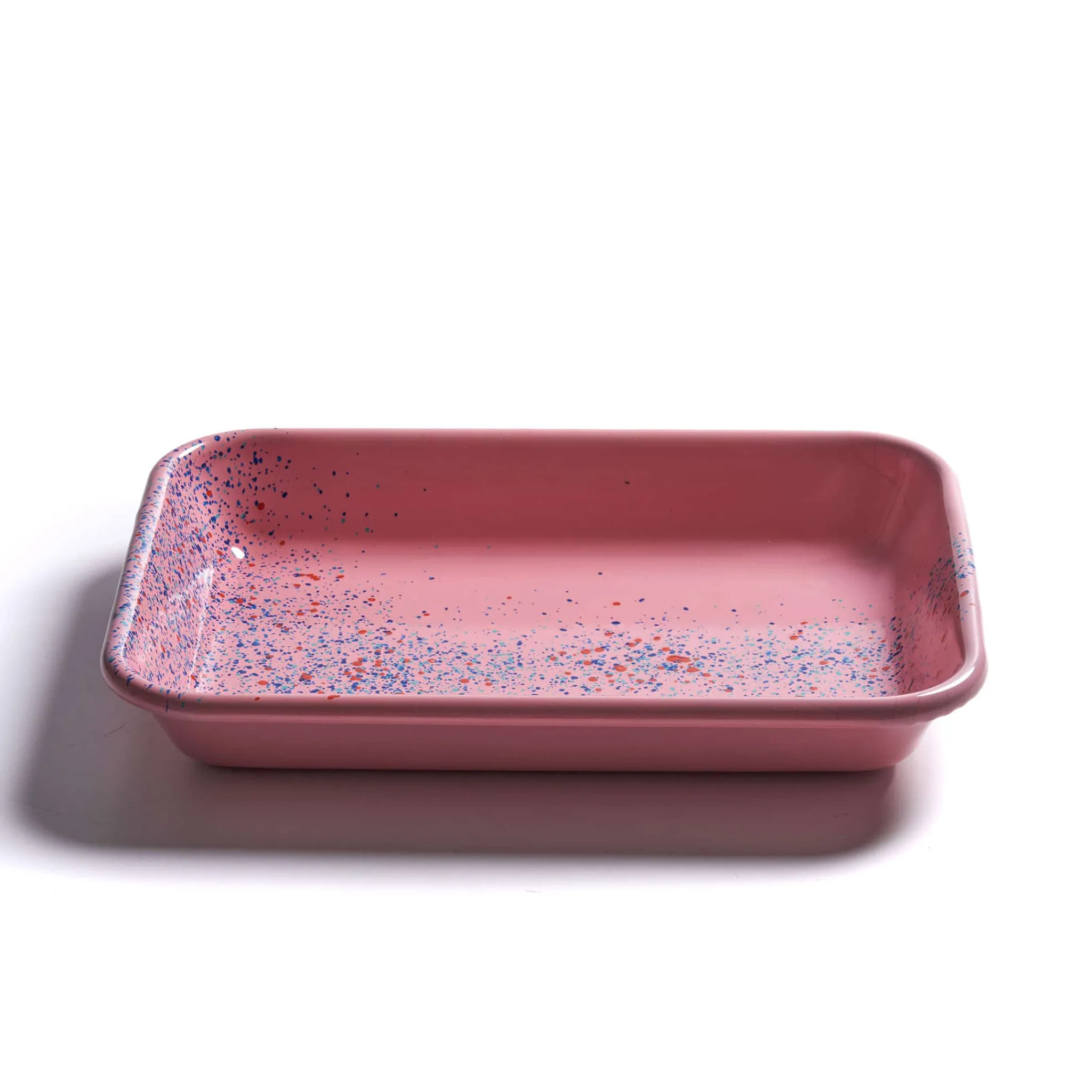 Kapka Enamel Splatter Fest Enamel Roasting and Serving Dish, Pink New