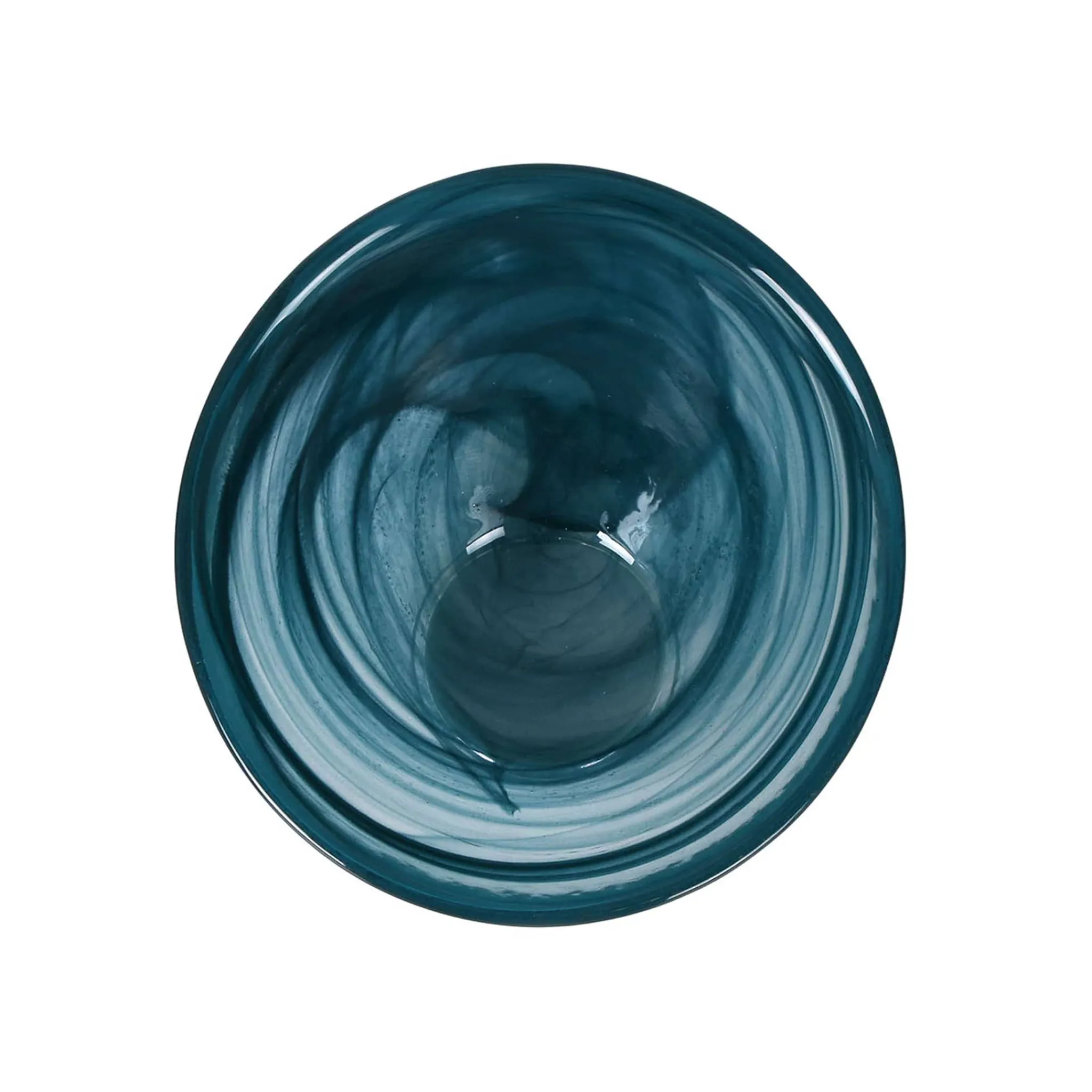 Turkish Tableware Teal Marble Glass Bowl, 14.5cm Online