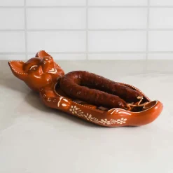 TERRACOTA ASSADEIRA Terracotta Chorizo Pig Serving Dish, 33cm New