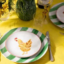 The Platera Green Stripe Porcelain Dinner Plate, 27.5cm Clearance