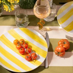 The Platera Yellow Stripe Porcelain Dinner Plate, 27.5cm New
