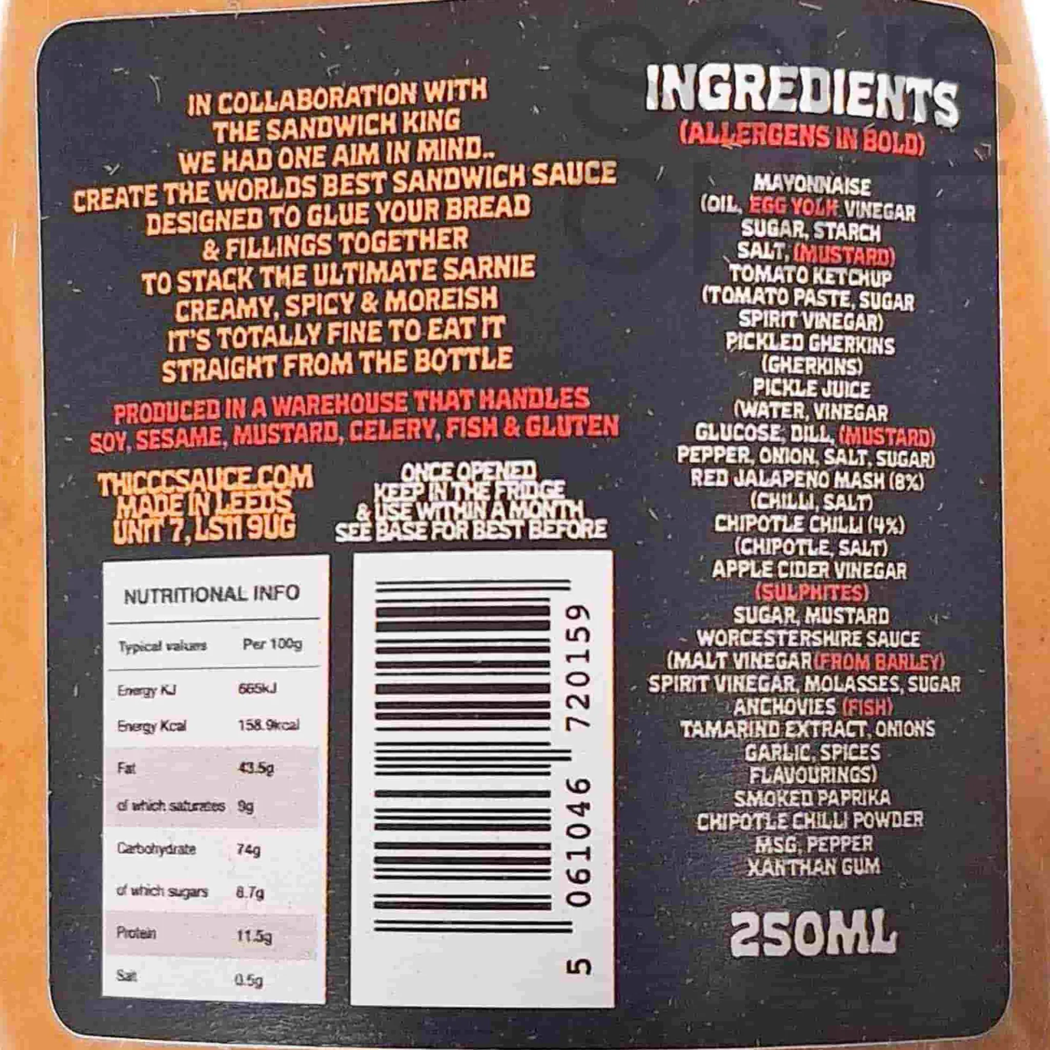 Thiccc Sauce Sandwich Glue Ultimate Sandwich Sauce, 250ml Hot