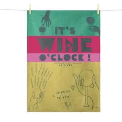 Tissage Moutet Wine O'Clock French Jacquard Tea Towel Clearance